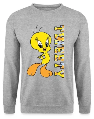 Produktbild von Spreadshirt Looney Tunes Tweety Camouflage Uni Pullover, L, Weißgrau meliert