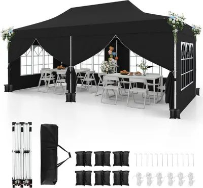 Produktbild von 3 x 6 m Pop-Up-Überdachungszelt mit abnehmbaren Wänden, Schwarz