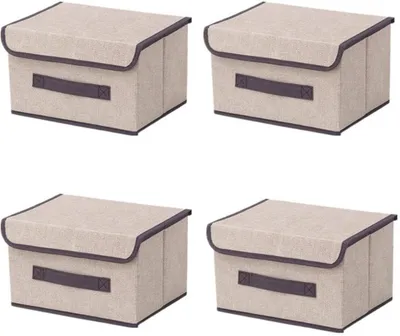 Produktbild von Set aus 4 Faltbaren Stoffbehältern mit Deckel für Kleidung und Spielzeug