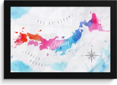 Produktbild von MuchoWow® MuchoWow® Gerahmtes Poster Karte - Farbe - Japan 30x20 cm - Poster mit zchwarzem Bilderrahmen - Kunstdruck - Bild-Poster