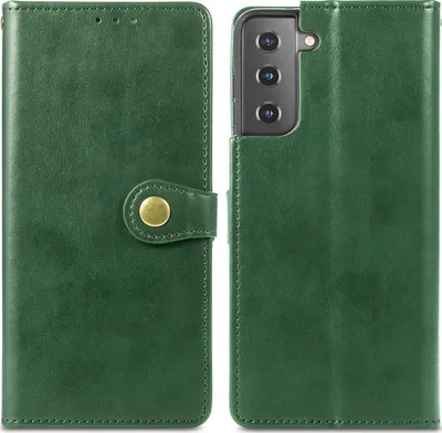 Produktbild von Mobigear Snap Button  Samsung Galaxy S21 Plus Hülle Klapphülle Geldbörse - Grün