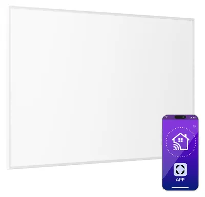 Produktbild von Klarstein Infrarotheizung mit Thermostat, 600W Elektroheizung, Smart Home Infrarotheizung zur Wandmontage, IR mit IoT/WiFi App-Control, Feuchtraum Flach-Heizkörper, CO2-Freie Wand Heizung