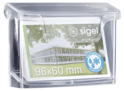 Produktbild von SIGEL LH326 Outdoor-Visitenkartenhalter, DIN A8 quer (74x52 mm), 1 Fach, glasklar, Acryl