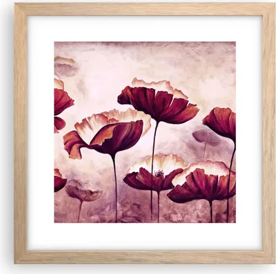 Produktbild von Gerahmtes Poster - Rahmen in heller Eiche - Mohn Blume Wiese - 30x30 cm - Wand Bild - Wanddeko - Wandbilder - Kunstposter - Wandposter - Bilderrahmen - Bilder - Kunstdruck - Wandbild - P2NAC30x30-3934