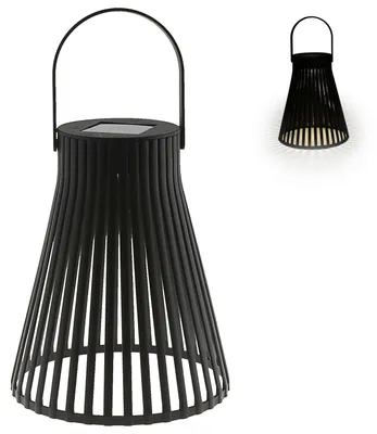 Produktbild von LED Solar Laterne 'Stripes' Henkel 15x18cm Kunststoff schwarz Gartenleuchte warmweiß 1 Leds IP44 Hängelampe