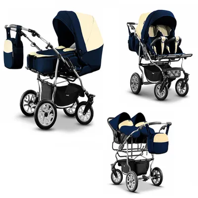 Produktbild von Zwillingskinderwagen 4 in 1 City Twin inkl. Autositze - 15 Teile -  in 19 Farben
