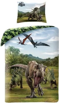 Produktbild von HALANTEX Bettwäsche Jurassic Park T-Rex Baumwolle, 140/200, 70/90 cm