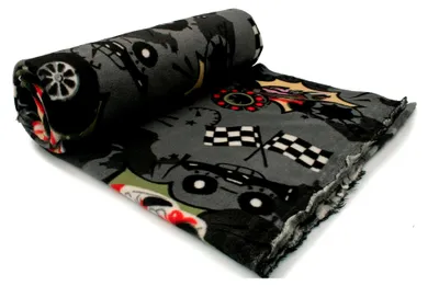 Produktbild von Polar Fleece DTY Stoff gedruckt, Monster Truck, 50 x 160 cm (Grau)