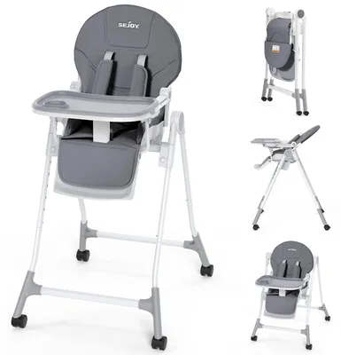 Immagine prodotto di Seggiolone portatile - Seggiolone per bambini - Cintura a 5 punti - Regolabile - Seduta imbottita - Per bambini da 1 a 2 anni - Grigio