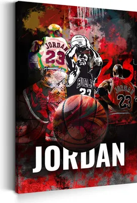 Produktbild von Basketballlegende Jordan dynamischer Collage Wandbild Leinwandbild Wanddeko: 40x60x2cm