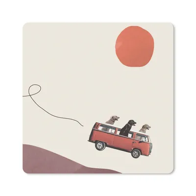Produktbild von MuchoWow® Mauspad Mousepad Hund - Retro - Bus 30x30 cm - Mousepads - Maus Mat - Pad - Mausunterlage - Gaming