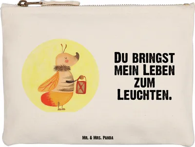 Produktbild von Mr. & Mrs. Panda Schminktäschchen Glühwürmchen Größe M - Weiß - Geschenk, Lustige Sprüche, Liebesbeweis, Kulturbeutel, Kosmetiktasche, Liebe, Liebesspruch, Heiratsantrag