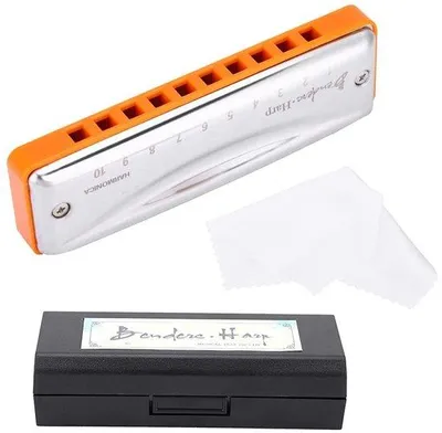 Obrázok produktu pre Oranžová harmonika s 20 tónmi, dychový nástroj v tónine C