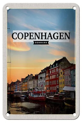 Produktbild von Blechschild Reise 12x18cm Copenhagen Denmark Sonnenuntergang Dekoschild