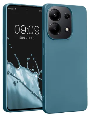 Produktbild von kwmobile Handyhülle für Xiaomi Redmi Note 13 4G Hülle - Silikon Case metallisch schimmernd - Schutzhülle Cover - Metallic Karibikblau