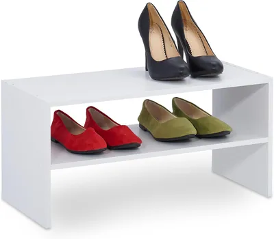 Image de Étagère à chaussures pour 4 paires - 29,5 x 60 x 29,5 cm - Rangement pour entrée - Couloir et autres pièces - Empilable - Blanc
