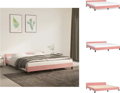 Produktbild von vidaXL Bettgestell mit Kopfteil Rosa 180x200 cm Samt -  Betten & Bettgestelle