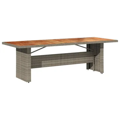 Image de vidaXL Table de jardin avec plateau en acacia gris 240x90x75cm Poly rotin