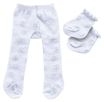 Produktbild von Puppenstrumpfhose mit Socken - Schneeflocken, 28-35 cm