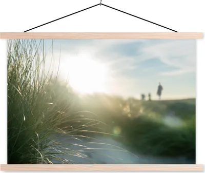 Produktbild von MuchoWow® Textilposter Strand - Düne - Sonne 120x80 cm mit holzfarbenen Rahmen - Aufhängeset