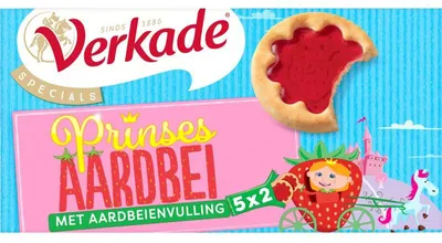 Immagine prodotto di Verkade Kids&Co Prinses Aardbei Cookies 145g - Biscotti croccanti per bambini alla fragola