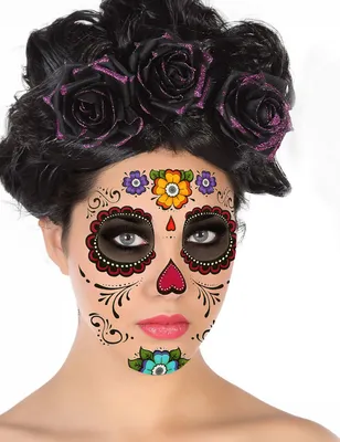 Immagine prodotto di Tatuaggi viso Día de los Muertos colorati - Taglia unica