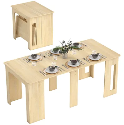 Zdjęcie produktu dla Stół jadalny HOMCOM, rozkładany stół kuchenny dla maksymalnie 6 osób, 60–180 x 85 cm, kolor naturalny