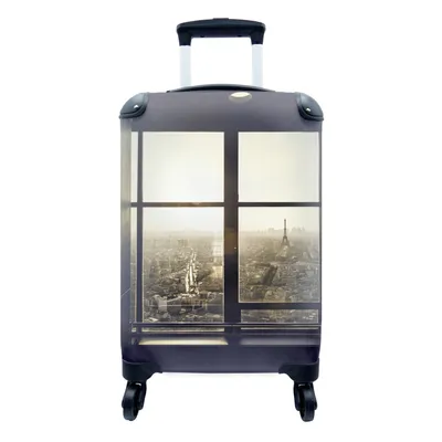 Produktbild von MuchoWow® Koffer Handgepäck Trolley Rollkoffer Kleine Reisekoffer mit 4 Rollen - Blick auf den Eiffelturm und Paris - Cabin Size < 55x40x23 cm & 55x40x20 cm - Fotokoffer - Kabinenkoffer - Boardgepäck - Reise-Box - Reisekoffer - Reisegepäck - Koffer mit Bild - Trolley für Kinder