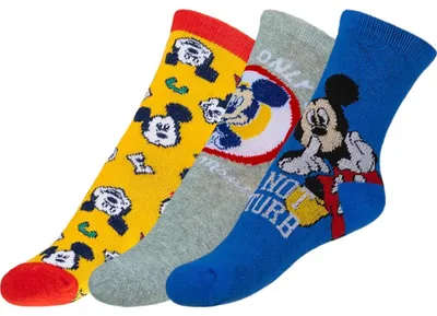 Obrázok produktu pre Detské ponožky Mickey - sada 3 párov - 27-30 - červená, žltá, modrá, sivá