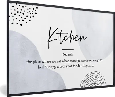 Produktbild von MuchoWow® Gerahmtes Poster Sprichwörter - Zitate - Küche - Definition Küche - Wörterbuch 90x60 cm - Poster mit Schwarzem Bilderrahmen Wandposter Rahmen Foto Bilder - Fotorahmen - Foto-Plakat