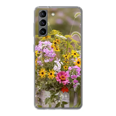Produktbild von MuchoWow® Handyhülle Schutzhülle Hülle für Samsung Galaxy S21 Blumen - Gießkanne - Farbe Silikon Softcase Handy Hülle - Softcase