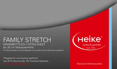 Produktbild von Heike Spannbettlaken, Jersey Family Stretch, 97% Mako-Baumwolle 3% Elasthan, 230 gr/m2, bis 35 cm Höhe (Dunkelgrau, 90x200 cm-100x220 cm)