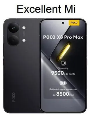 Image de Smartphone POCO X8 Pro Max 5G, 12+512 Go, écran AMOLED 6,83" 1.5K 120Hz, appareil photo 50MP/20MP, batterie 8500mAh, charge rapide 100W, IP68, couleur noire
