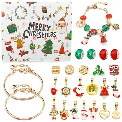 Schmuck Adventskalender 2023 – 2 Armbänder, 22 Anhänger, DIY-Set