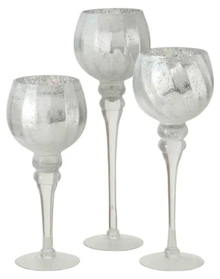 Produktbild von Windlicht Manou Glas lackiert silber geeist 3er Set  H 30-35-40cm