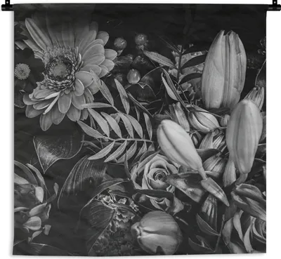 Produktbild von MuchoWow® Wandteppich Wandbehang Blumenstrauß - Stilleben - Blumen - Pflanzen - Rot 60x60 cm Tapisserie Dekoration Wandtuch - Dekorationen - Wand Decke