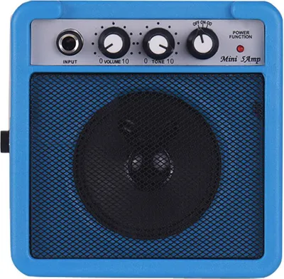 Obrázek produktu pro EBTOOLS 5W kytarový zesilovač s volume a overdrive, vstupy 3,5 mm a 6,35 mm, přenosný design s popruhem pro vnitřní i venkovní použití (modrý)
