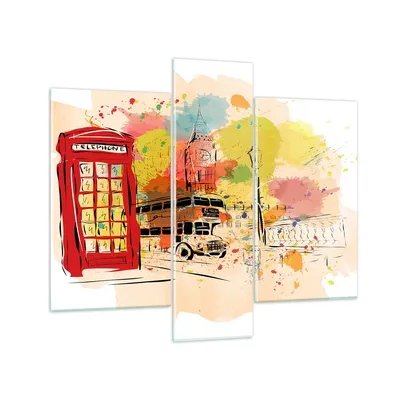 Produktbild von Bilder auf glas - London Bus - 95x80cm - Glasbilder - Wandbilder - Bilder - Kunstdruck - zum Aufhängen bereit - Wanddekoration aus Glas - Glas Bilder - Wandbild auf Glas - 3 Teile - GCB95x80-3920