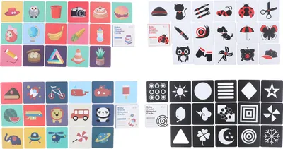 Produktbild von 64 Stück kontrastreiche Baby-Lernkarten, visuelle Stimulation, frühpädagogisches Spielzeug