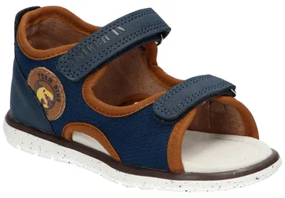 Produktbild von American Club AK08 Kinder Sandalen Klettverschluss Leder-Einlegesohle leicht bequem, Navy 25