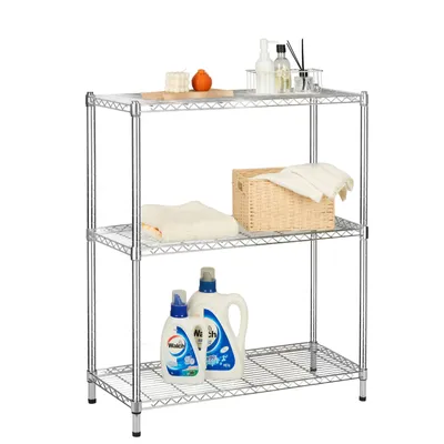 Obrázek produktu pro Síťové regály Everest robustní úložné řešení s moderním designem chromované 3 police 60 x 35 x 90 cm