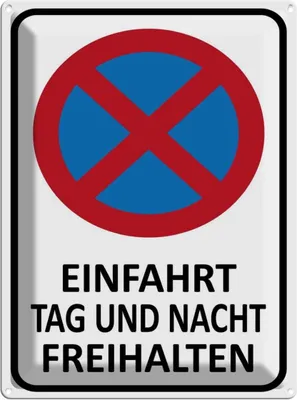 Produktbild von vianmo Blechschild 40x30 cm Einfahrt Tag und Nacht freihalten Warnschild Hinweisschild Sicherheit Vorsicht