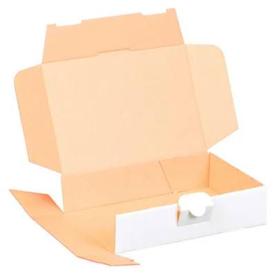 Produktbild von 100 Maxibriefkartons 180 x 130 x 45 mm weiß (100 Stück) DIN A6 B6 Maxibrief Versandkarton für DHL DPD GLS Hermes Warensendung Büchersendung mit Steckverschluss