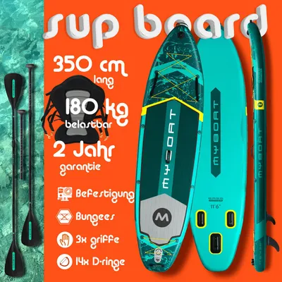 Produktbild von Komplettset Kajak Touring SUP Board Set mit 7 cm hohem stabilem Sitz, zweite 4-teiligem Paddel, MyBoat Bass Hunter 2 Personen Paddling Kayak Kanu Boot