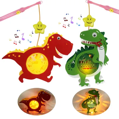 Laternen-Bastelset für St. Martin, 2 Stück, Dino-Motiv, Kreativset