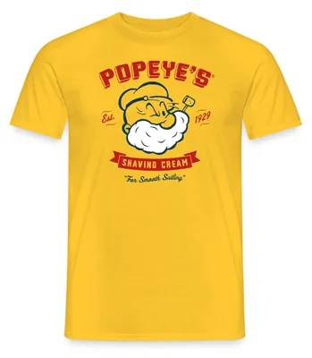 Produktbild von Spreadshirt Popeye's Shaving Cream For Smooth Sailing Männer T-Shirt, 4XL, Gelb