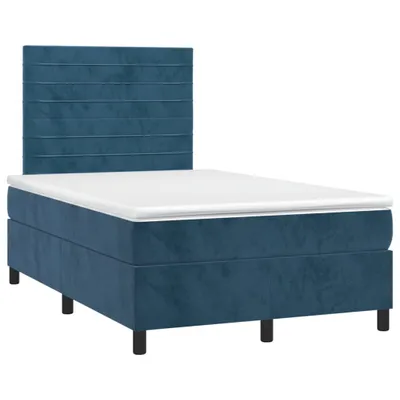 Image de vidaXL Lit boxspring avec matelas bleu foncé 120x190 cm velours