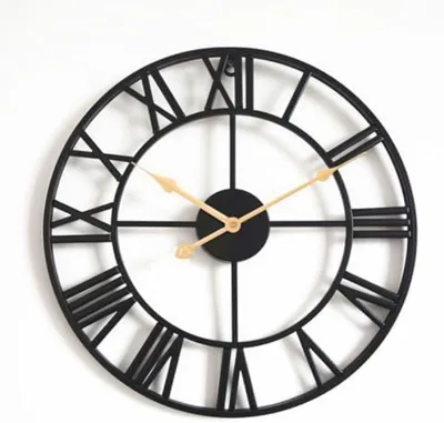 Productafbeelding van PromoHome® Vintage Wandklok – Stijlvol en functioneel, met Romeinse cijfers, 40 cm, zwart