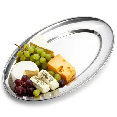 Produktbild von Stahl-Serviertablett Teller Platte Servierplatte für Speisen Snacks 32 cm