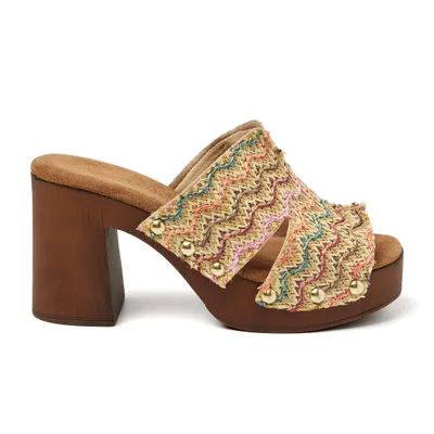 Produktbild von Lazamani Elena Damen Clogs Raffia Multi Größe 42